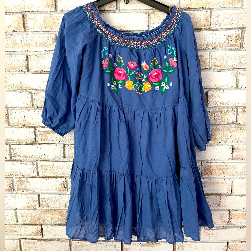 NWOT L Blue Off-the-shoulder dress